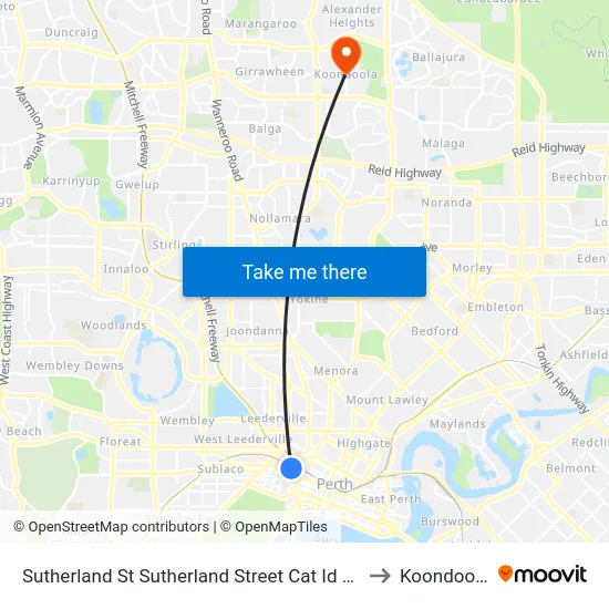 Sutherland St Sutherland Street Cat Id 40 to Koondoola map