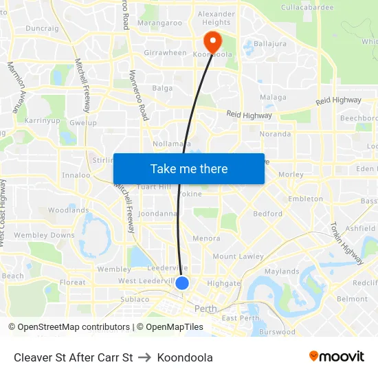 Cleaver St After Carr St to Koondoola map