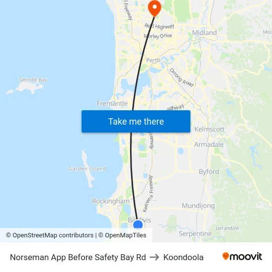 Norseman App Before Safety Bay Rd to Koondoola map