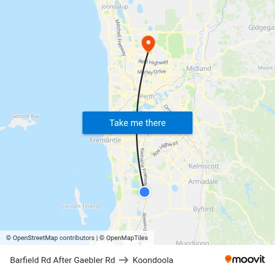 Barfield Rd After Gaebler Rd to Koondoola map