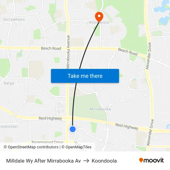 Milldale Wy After Mirrabooka Av to Koondoola map
