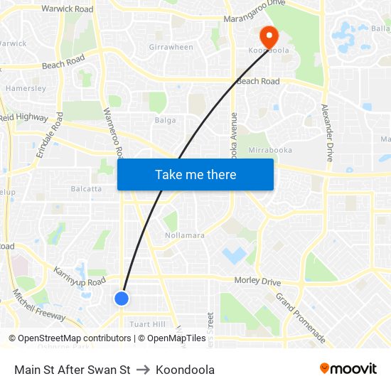 Main St After Swan St to Koondoola map