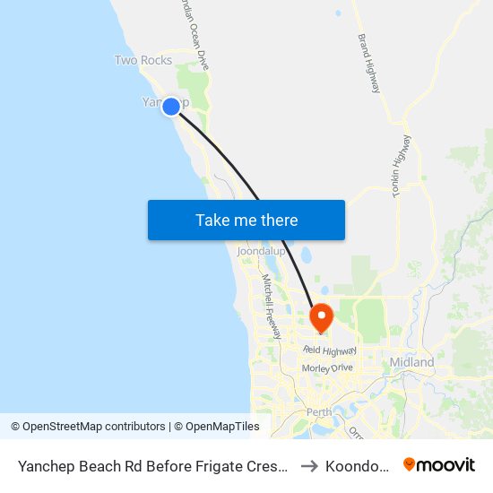 Yanchep Beach Rd Before Frigate Crescent to Koondoola map