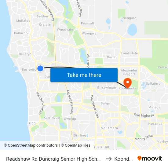Readshaw Rd Duncraig Senior High School Stand 4 to Koondoola map