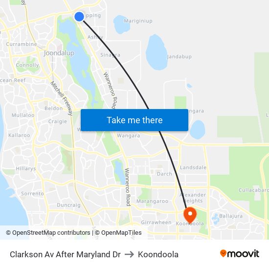 Clarkson Av  After Maryland Dr to Koondoola map