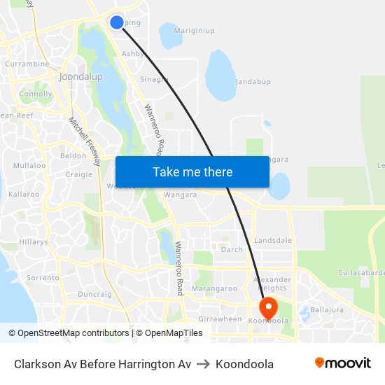 Clarkson Av Before  Harrington Av to Koondoola map