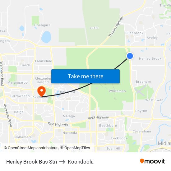 Henley Brook Bus Stn to Koondoola map