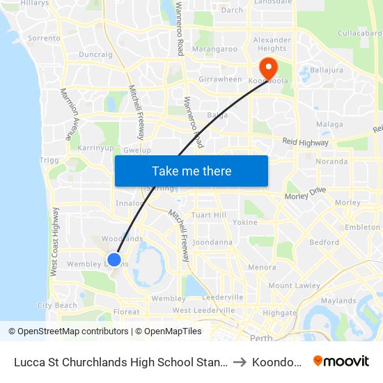 Lucca St Churchlands High School Stand 3 to Koondoola map