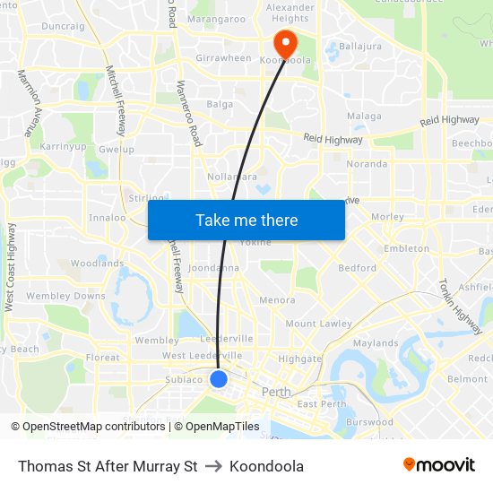 Thomas St After Murray St to Koondoola map