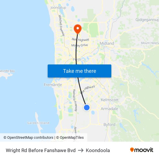 Wright Rd Before Fanshawe Bvd to Koondoola map