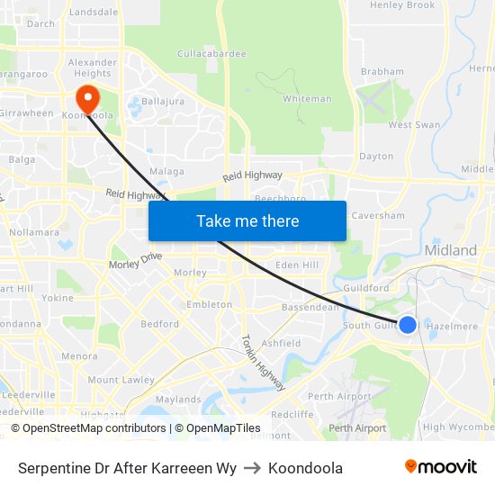 Serpentine Dr After Karreeen Wy to Koondoola map