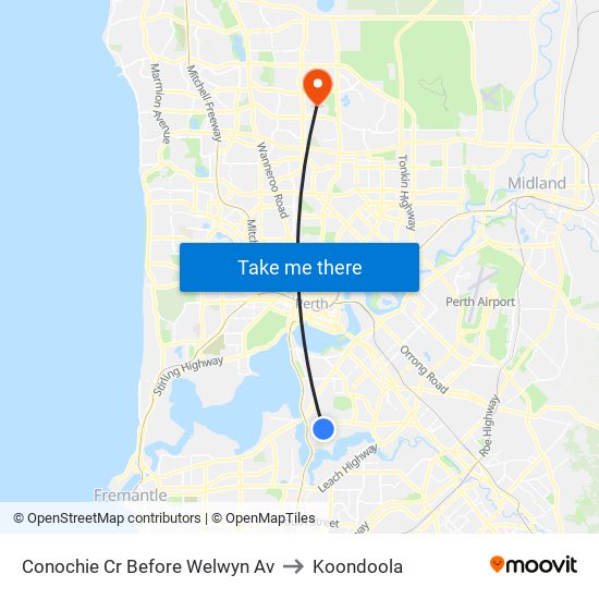 Conochie Cr Before Welwyn Av to Koondoola map