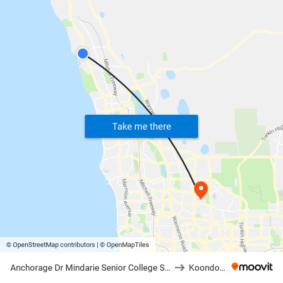 Anchorage Dr Nth Mindarie Senior College Stand 2 to Koondoola map