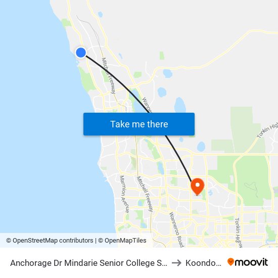 Anchorage Dr Nth Mindarie Senior College Stand 3 to Koondoola map