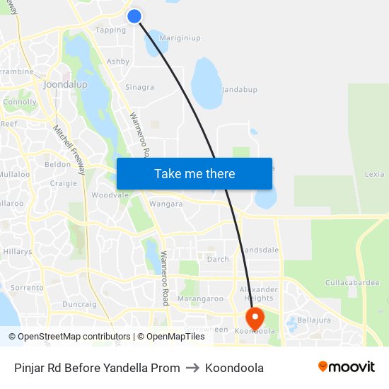 Pinjar Rd Before Yandella Prom to Koondoola map