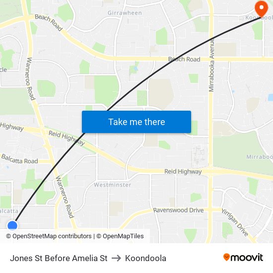 Jones St Before Amelia St to Koondoola map