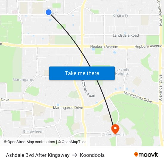 Ashdale Bvd After Kingsway to Koondoola map