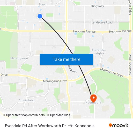 Evandale Rd After Wordsworth Dr to Koondoola map