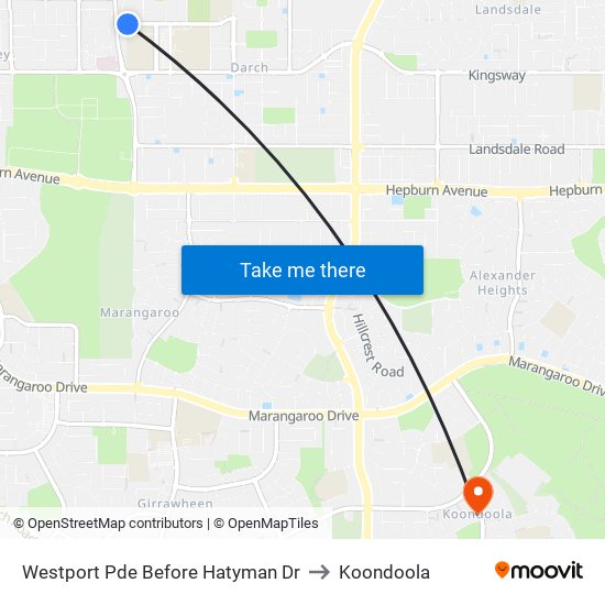 Westport Pde Before Hatyman Dr to Koondoola map