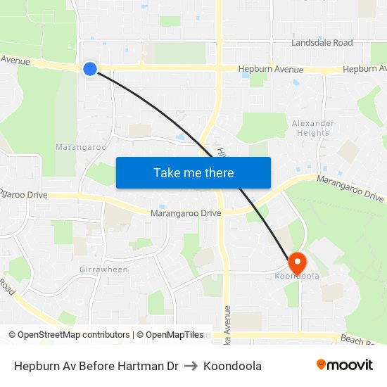 Hepburn Av Before Hartman Dr to Koondoola map