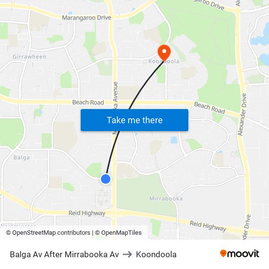 Balga Av After Mirrabooka Av to Koondoola map