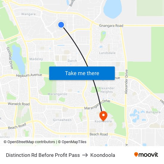 Distinction Rd Before Profit Pass to Koondoola map