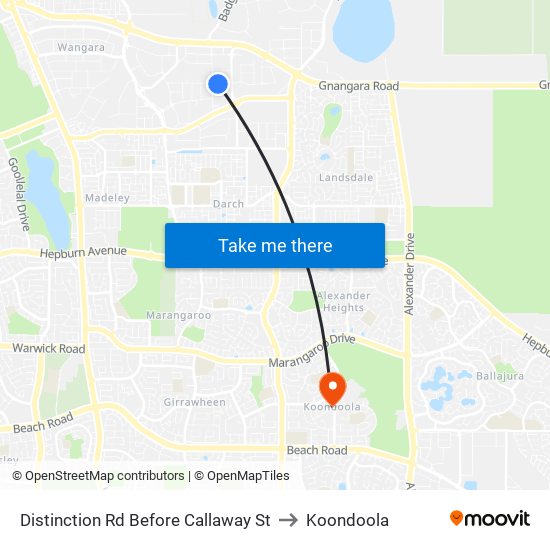 Distinction Rd Before Callaway St to Koondoola map