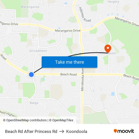 Beach Rd After Princess Rd to Koondoola map