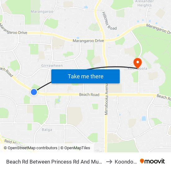 Beach Rd Between Princess Rd And Muswell St to Koondoola map