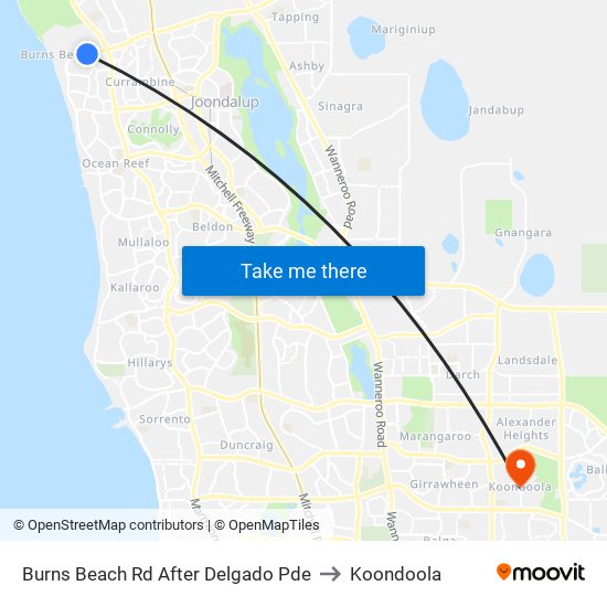 Burns Beach Rd After Delgado Pde to Koondoola map