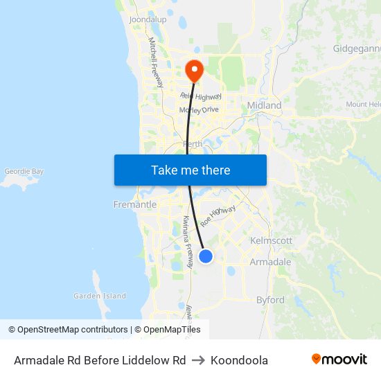 Armadale Rd Before Liddelow Rd to Koondoola map