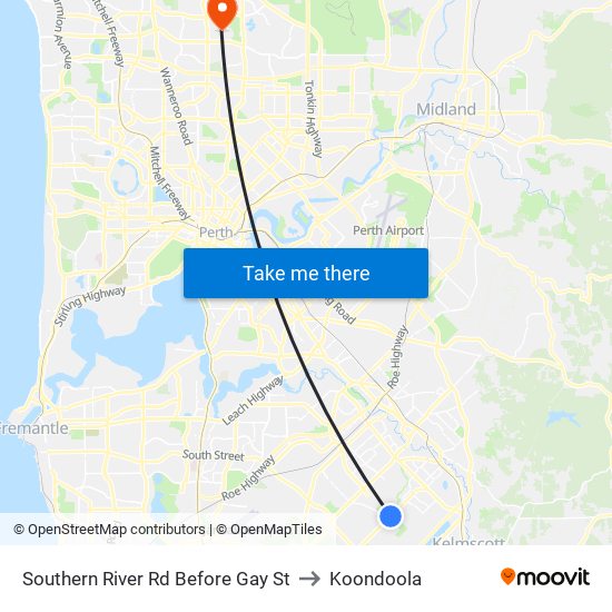 Southern River Rd Before Gay St to Koondoola map