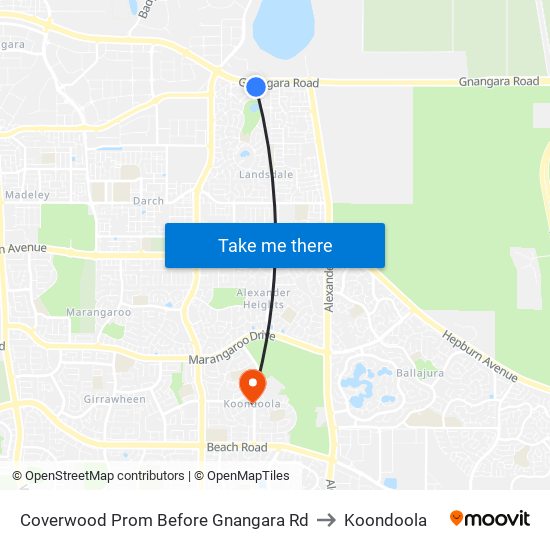 Coverwood Prom Before Gnangara Rd to Koondoola map