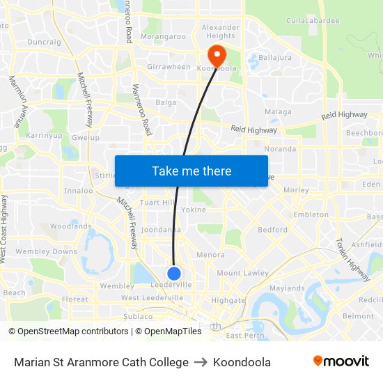Marian St Aranmore Cath College to Koondoola map