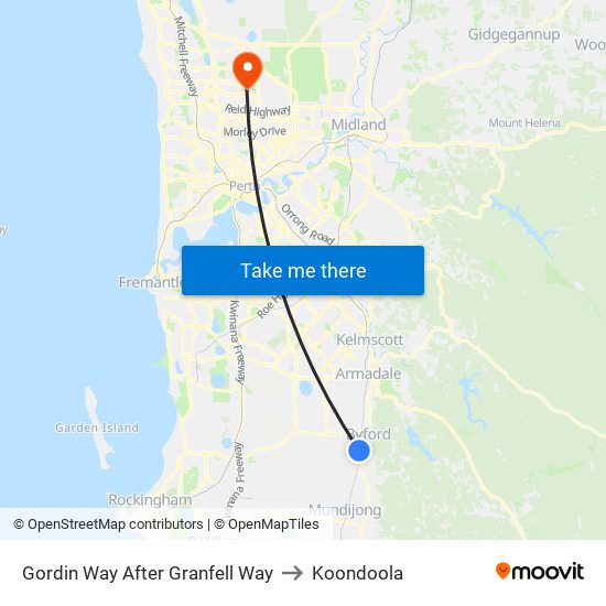 Gordin Way After Granfell Way to Koondoola map