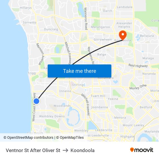 Ventnor St After Oliver St to Koondoola map