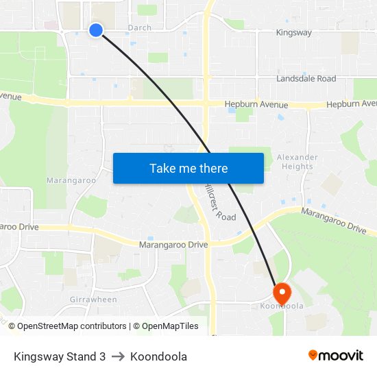 Kingsway   Stand 3 to Koondoola map