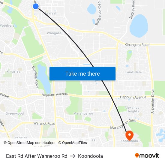 East Rd After Wanneroo Rd to Koondoola map