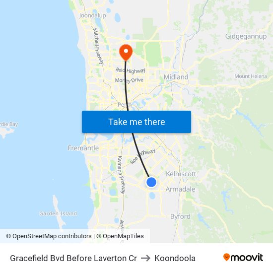 Gracefield Bvd Before Laverton Cr to Koondoola map