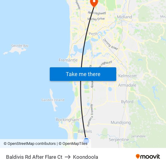 Baldivis Rd After Flare Ct to Koondoola map