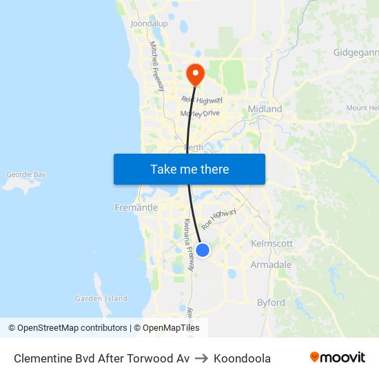 Clementine Bvd After Torwood Av to Koondoola map