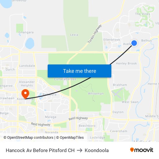 Hancock Av Before Pitsford CH to Koondoola map