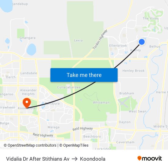 Vidalia Dr After Stithians Av to Koondoola map