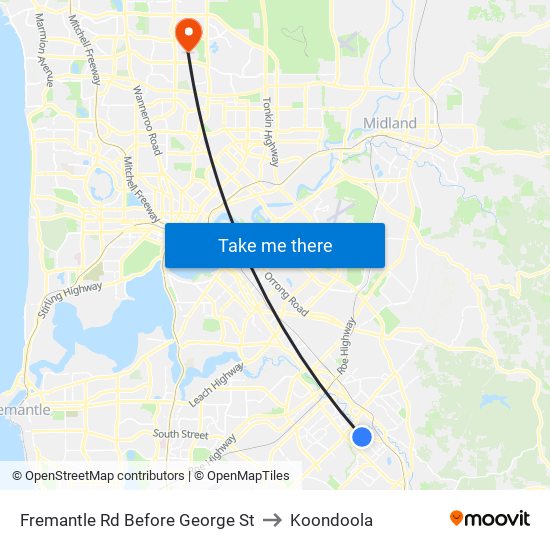 Fremantle Rd Before George St to Koondoola map