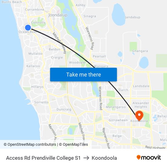 Access Rd Prendiville College S1 to Koondoola map