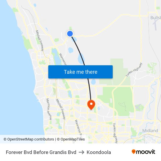 Forever Bvd Before Grandis Bvd to Koondoola map