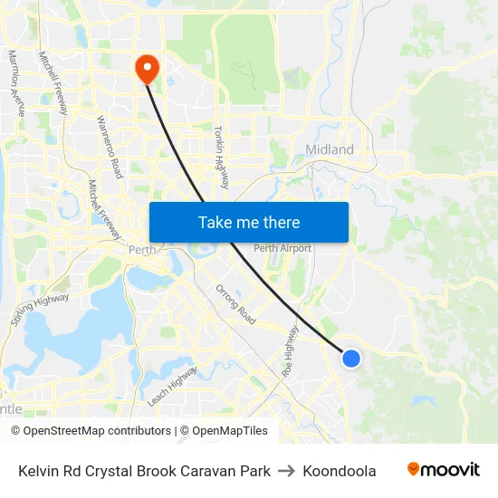 Kelvin Rd Crystal Brook Caravan Park to Koondoola map