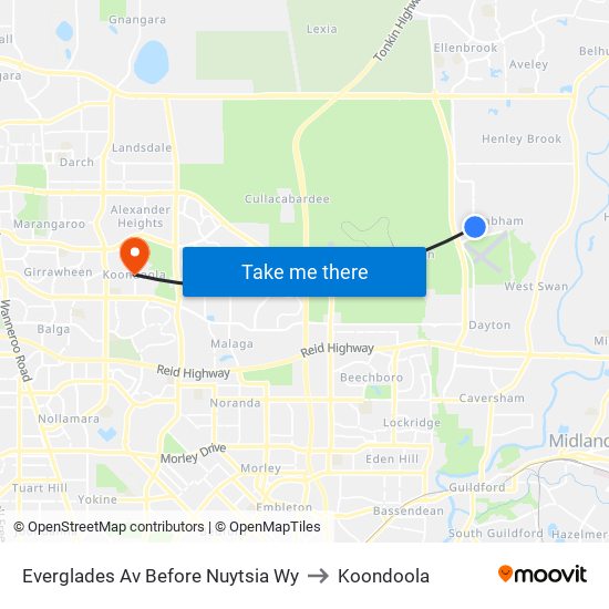 Everglades Av Before Nuytsia Wy to Koondoola map