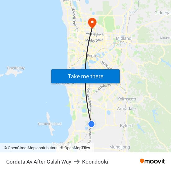 Cordata Av After Galah Way to Koondoola map