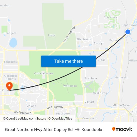 Great Northern Hwy After Copley Rd to Koondoola map